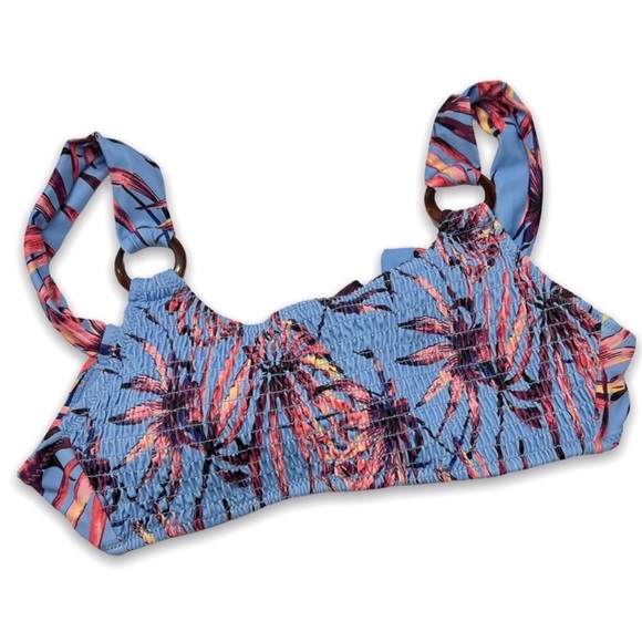 Jessica Simpson Palmy Days Bikini O-Ring Smocked Swim Top Lilac Size Medium - Picture 5 of 6